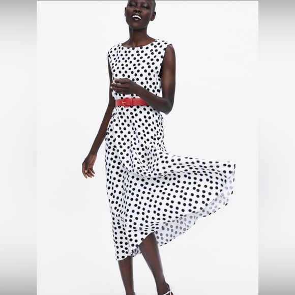 Black And White Polka Dot Dress Zara Zara Polka Dot Dress Zara Black And  White Midi